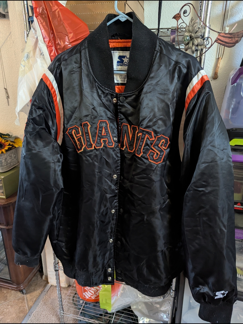STARTER Black and Orange GIANTS Satin Jacket